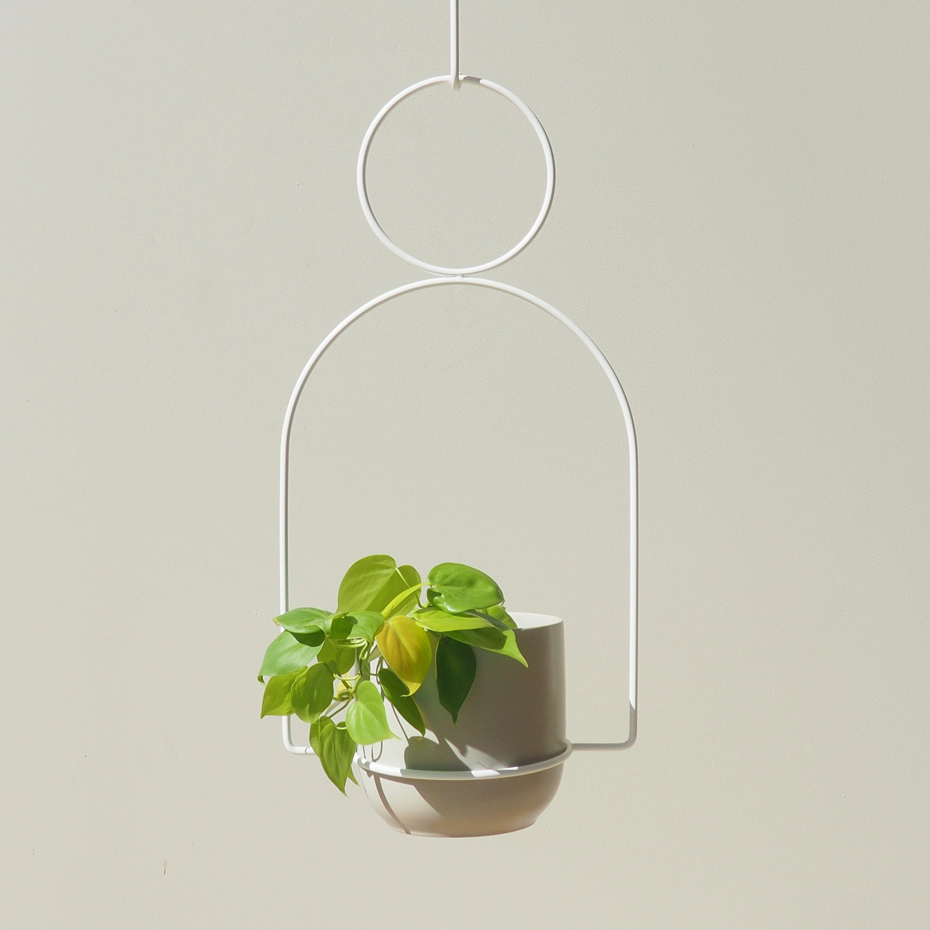 Handcrafted Steel White Bell Hanging Planter Australian Made 