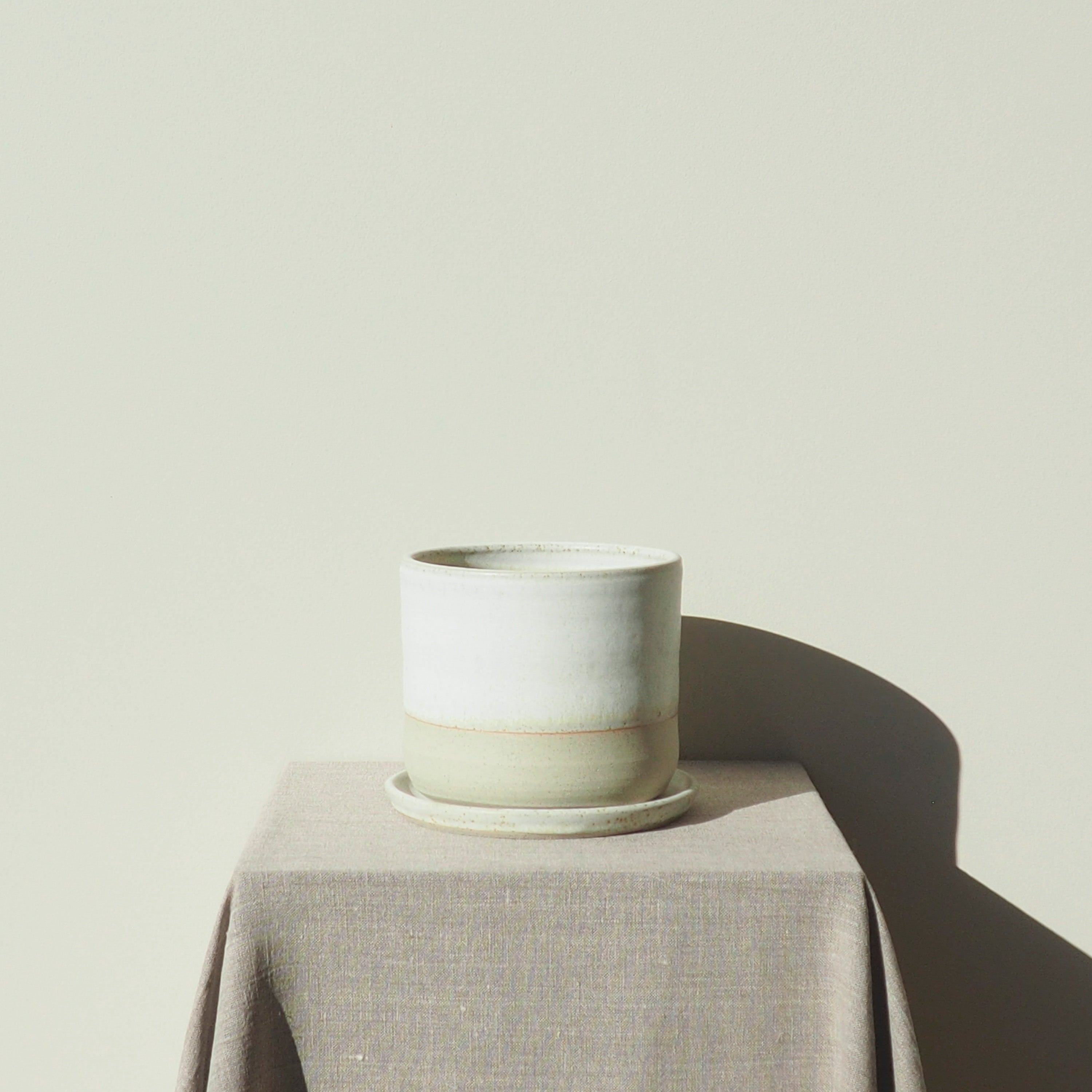 Handmade Medium Crème Ceramic Plant Pot Australian Made 
