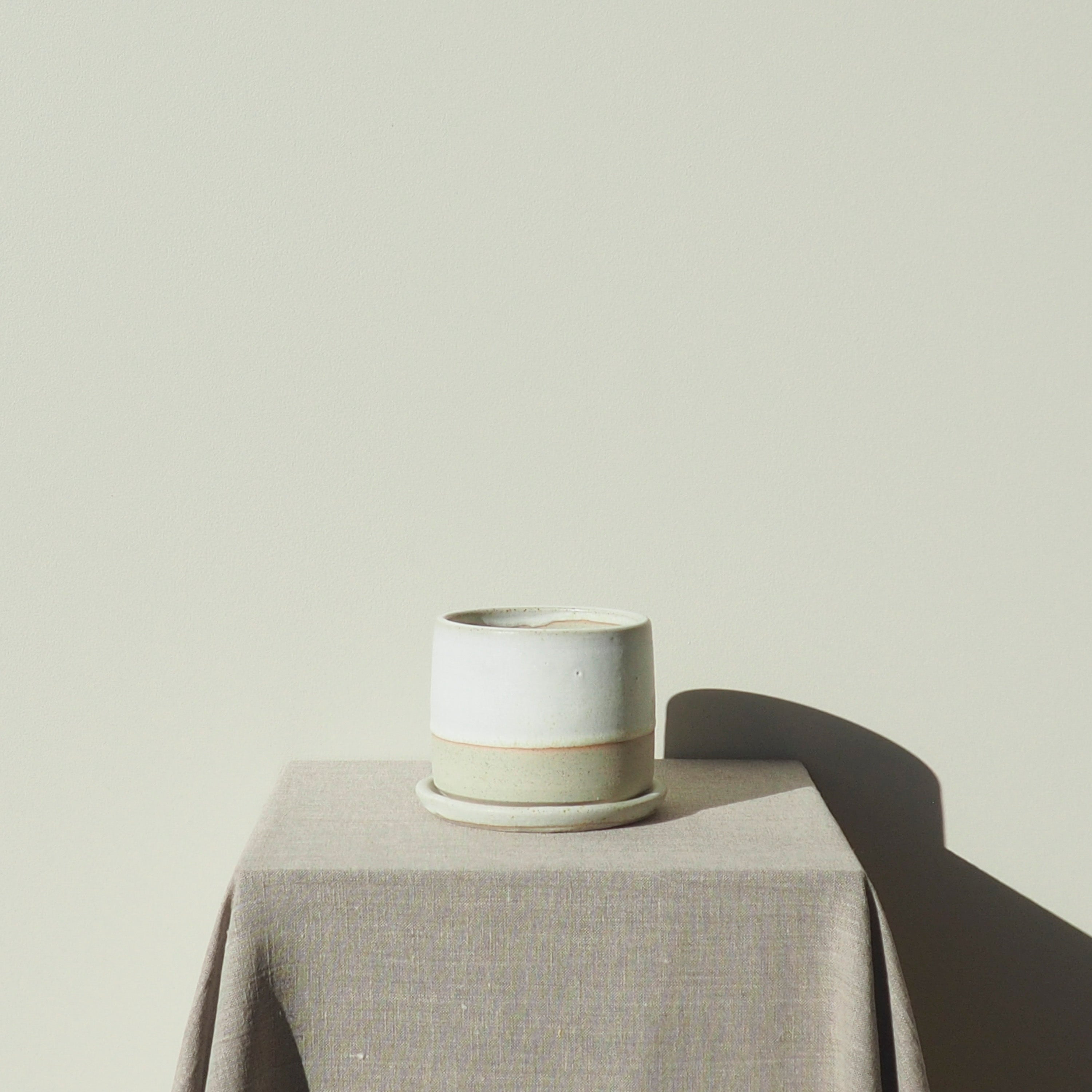 Handmade Small Crème Ceramic Plant Pot Australian Made